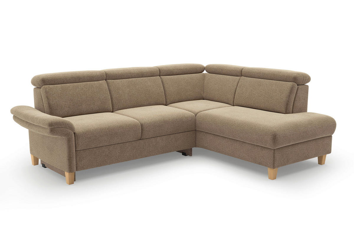 ECKSOFA GLENDALE E Hellbraun Flachgewebe  - Hellbraun/Eichefarben, KONVENTIONELL, Holz/Textil (247/193cm) - Sit & More