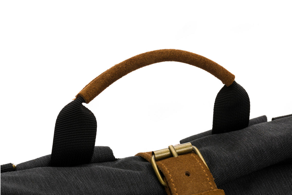 WICKELRUCKSACK Berlin  - Schwarz/Braun, Basics, Leder/Textil (28/16/55cm) - Fillikid