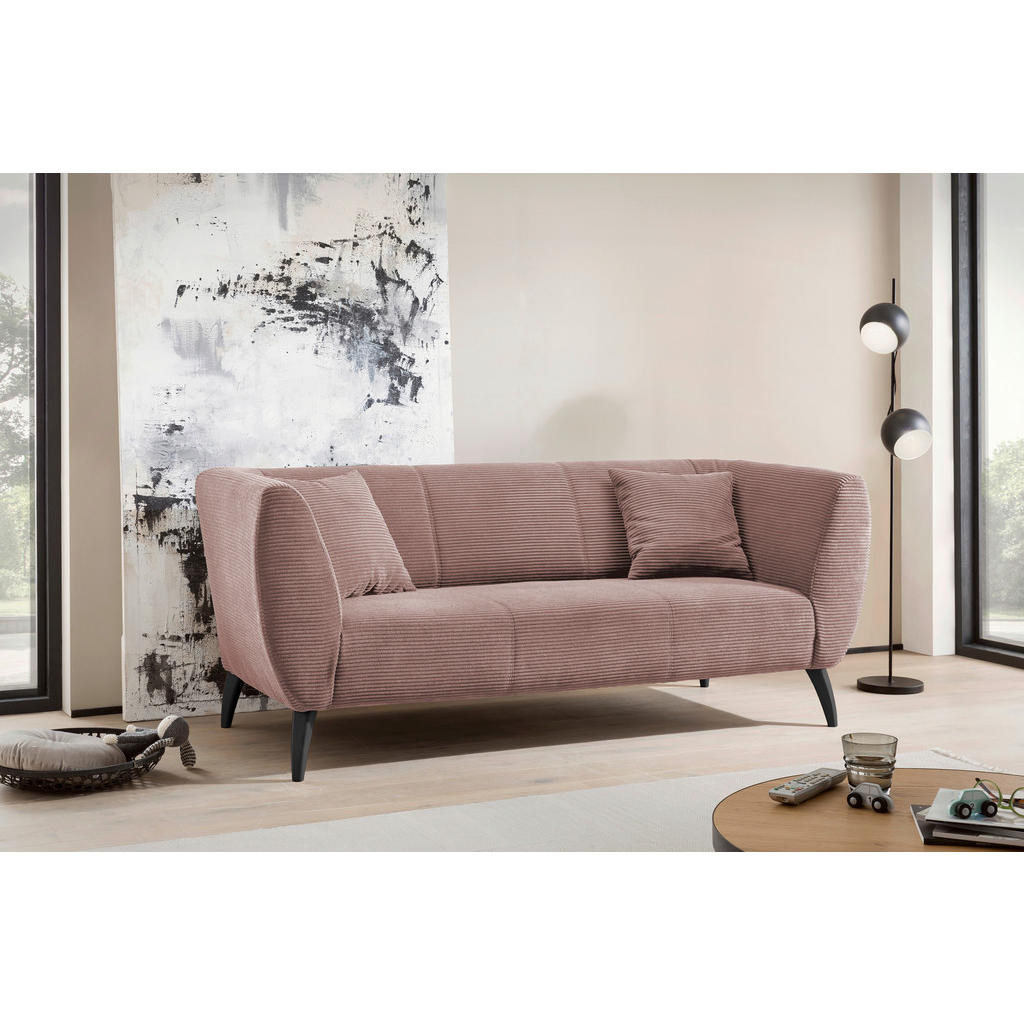 Thumbnail - Mid.you 3-Sitzer-Sofa, Rosa, Textil, Buche, Uni, Füllung: Schaumstoff, 208x83x88 cm, Typenauswahl, Rücken echt, Armteil ...