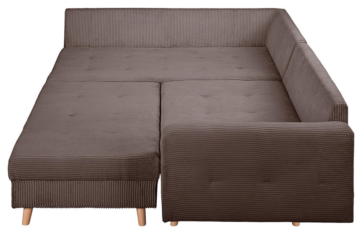 ECKSOFA inkl. Hocker Ariella Braun Cord  - Naturfarben/Braun, Design, Holz/Textil (161/231cm) - Livetastic