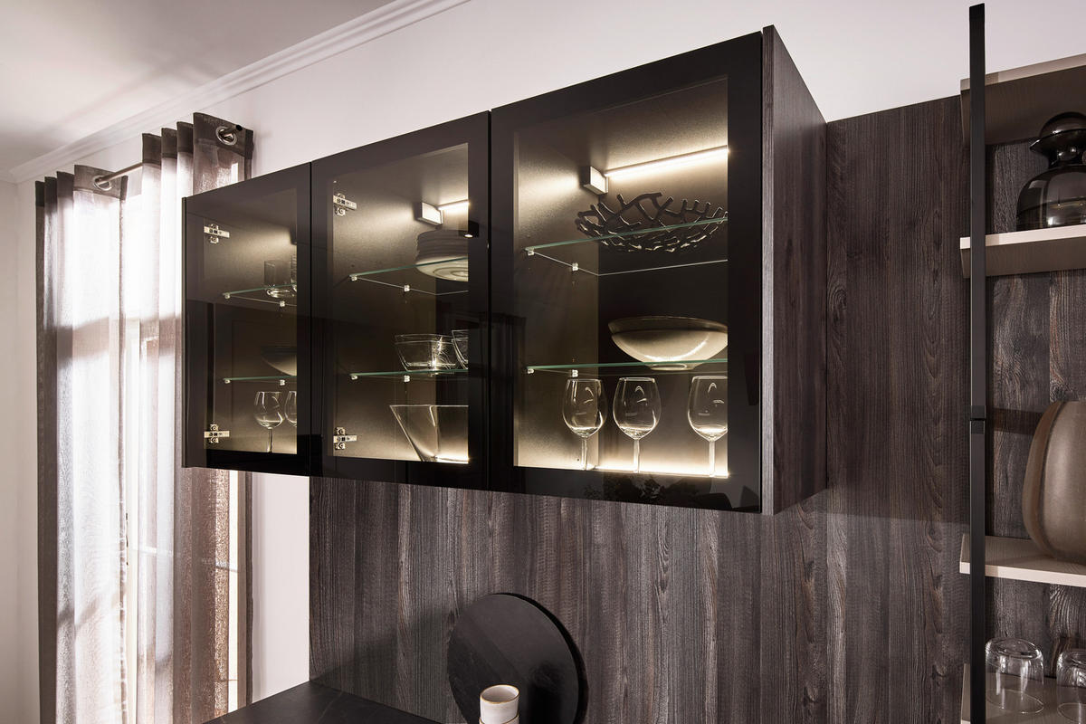 EINBAUKÜCHE   - Eichefarben/Grau, Design, Holzwerkstoff - Xora