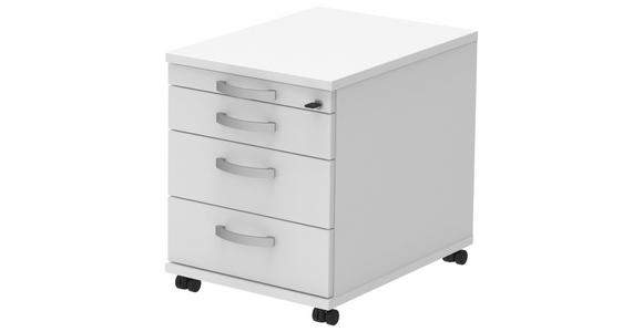 ROLLCONTAINER Weiß, Alufarben - Alufarben/Weiß, KONVENTIONELL, Holzwerkstoff/Metall (42,7/54,4/60cm) - Moderano