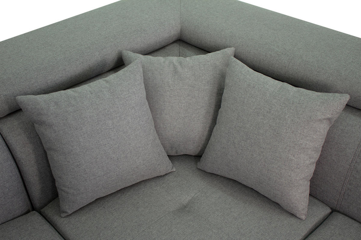 ECKSOFA in Webstoff Hellgrau  - Silberfarben/Hellgrau, Design, Textil/Metall (257/226cm) - Xora