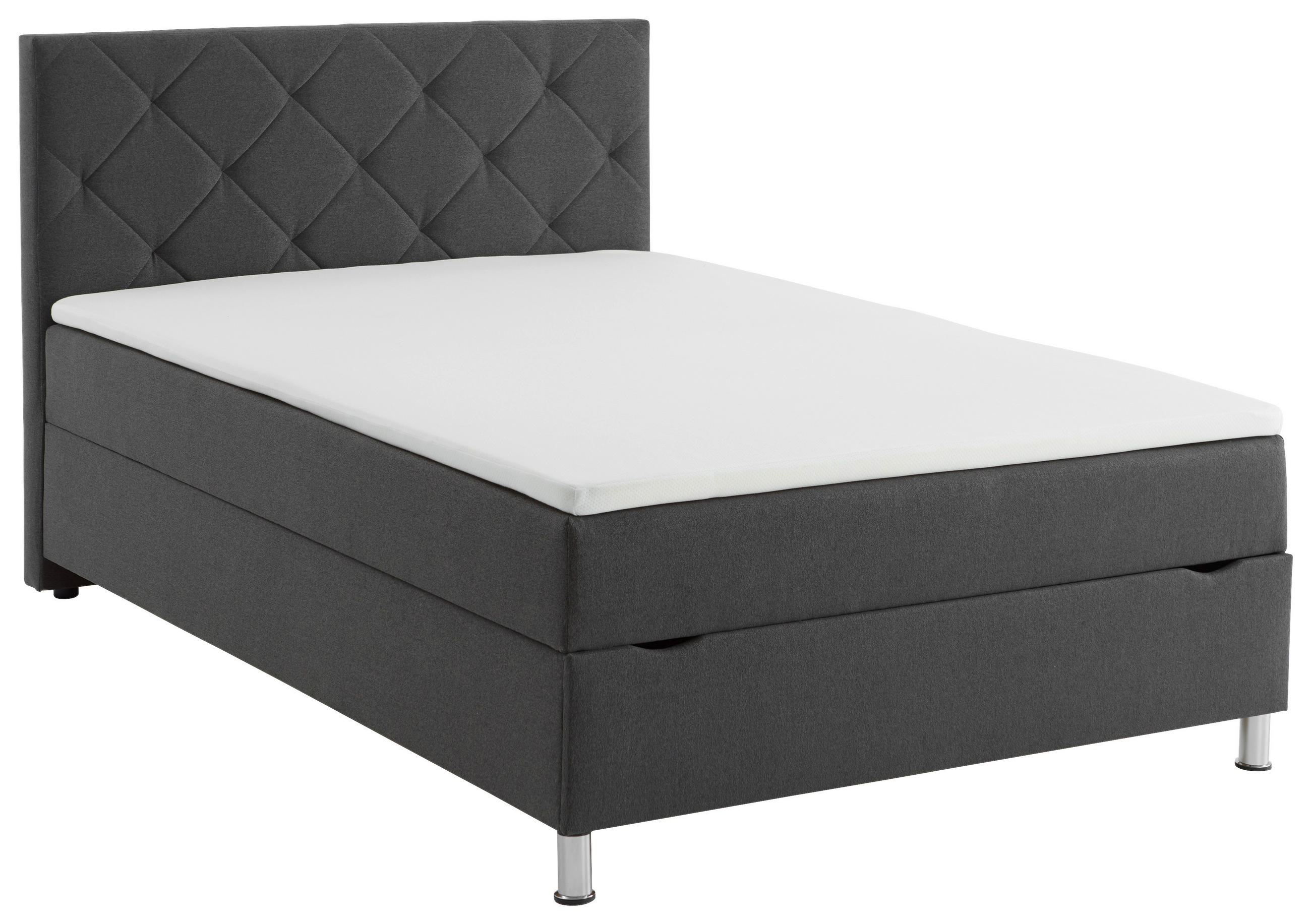 BOXBETT 120/200 cm  in Anthrazit  - Chromfarben/Anthrazit, Basics, Textil/Metall (120/200cm) - Xora