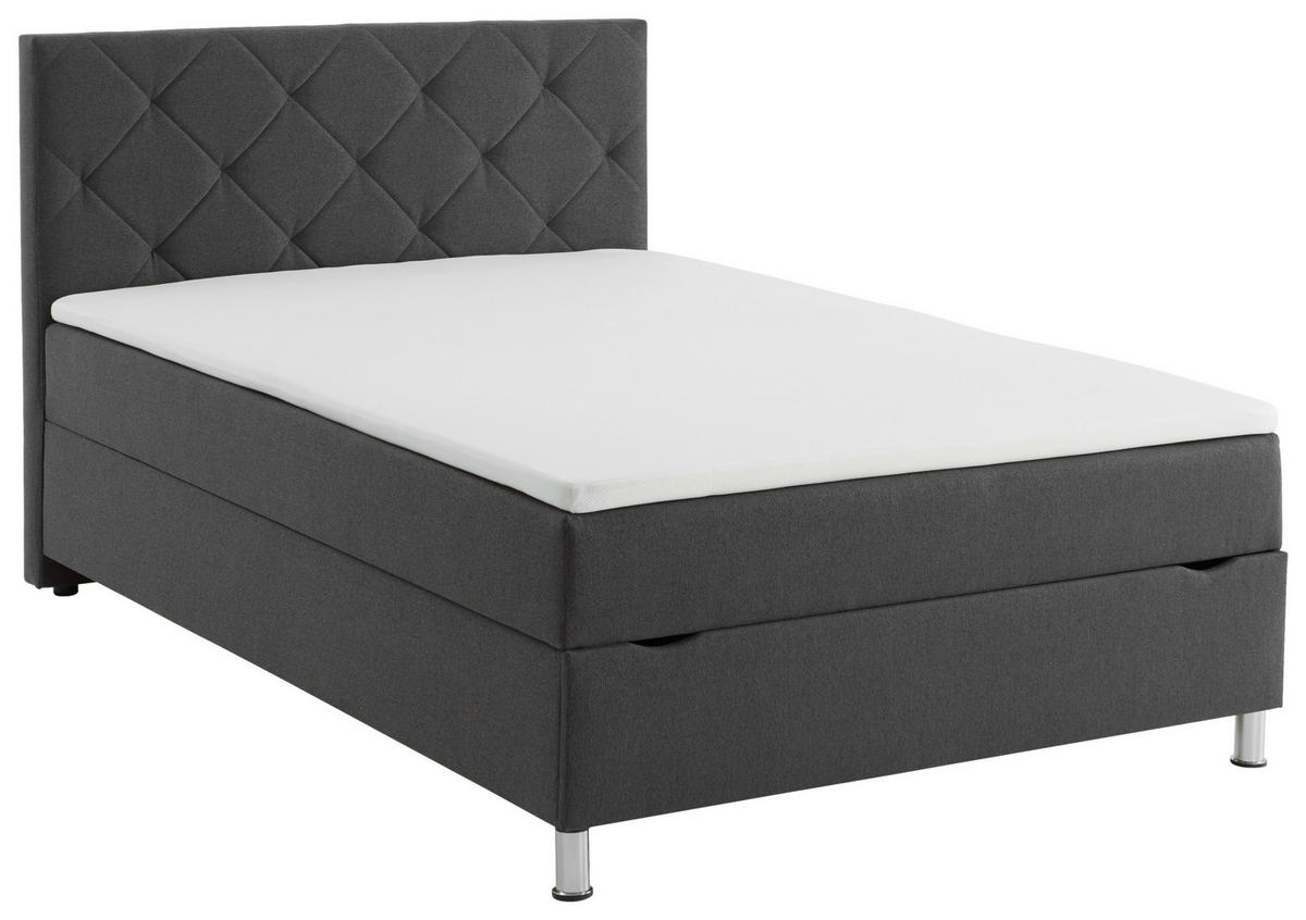 BOXBETT 120/200 cm,  in Anthrazit,  {item.attr('349-543‘),[, ]}{item.attr('328-587‘),[ ]} - Chromfarben/Anthrazit, Basics, Textil/Metall (120/200cm) - Xora