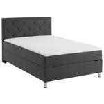 BOXBETT 120/200 cm,  in Anthrazit, Matratze, gepolstertes Kopfteil, Bettkasten, Topper,  - Chromfarben/Anthrazit, Basics, Textil/Metall (120/200cm) - Xora