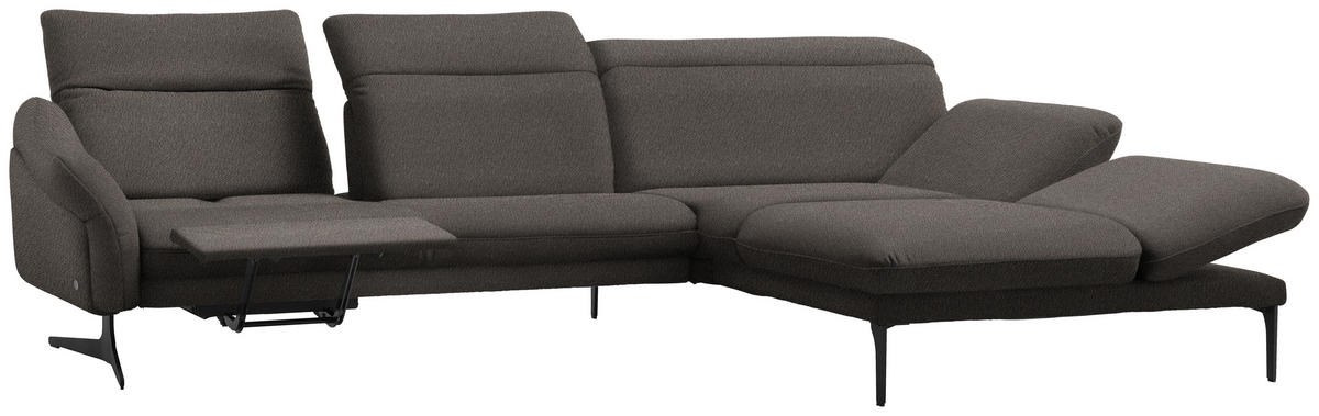ECKSOFA in Webstoff Dunkelgrau  - Dunkelgrau/Anthrazit, Design, Textil/Metall (299/203cm) - Himolla