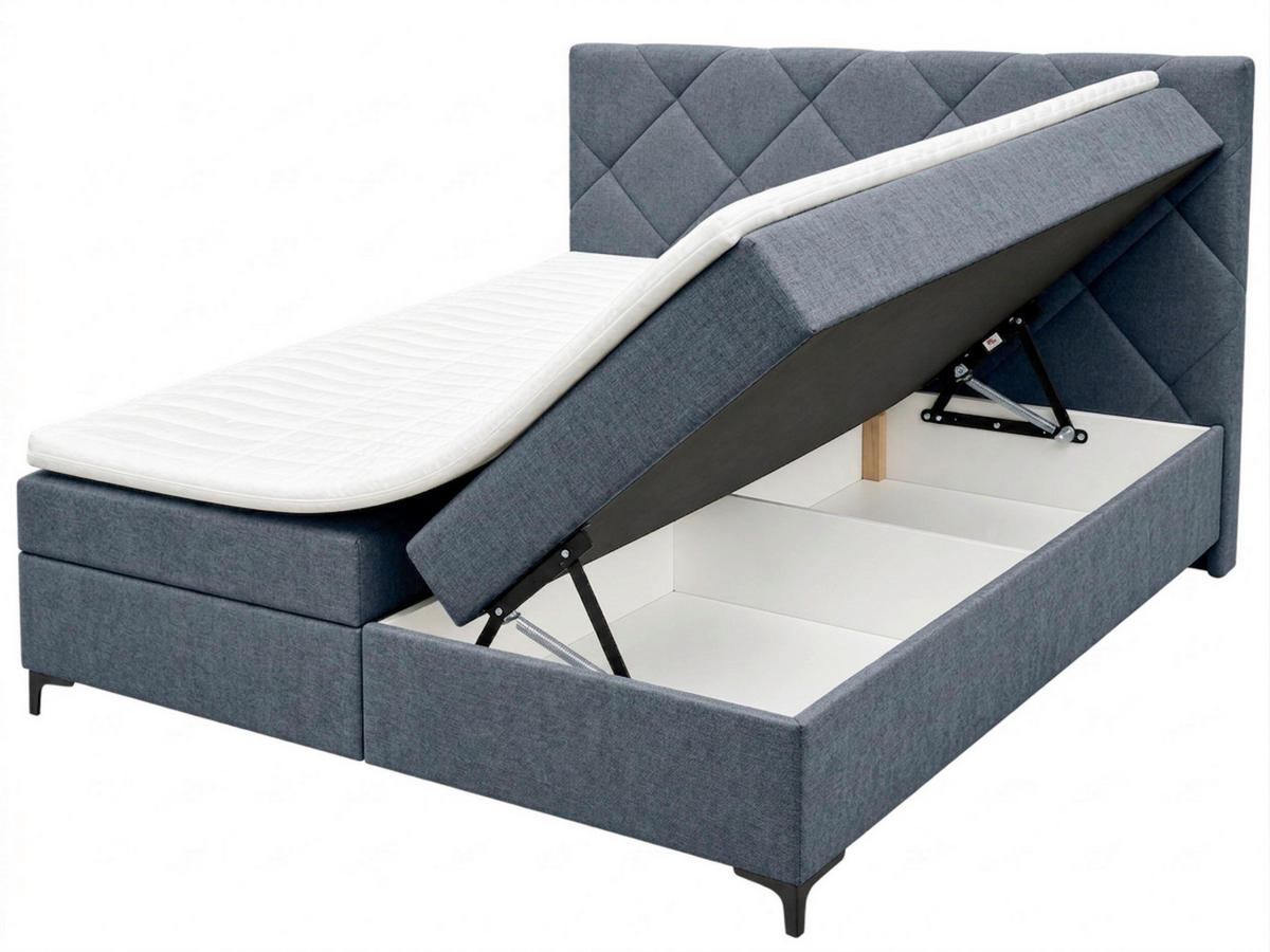 BOXBETT 180/200 cm,  in Petrol, Bettkasten, Topper, H3 + H3 = fest  - Petrol/Schwarz, MODERN, Holz/Textil (180/200cm) - MID.YOU