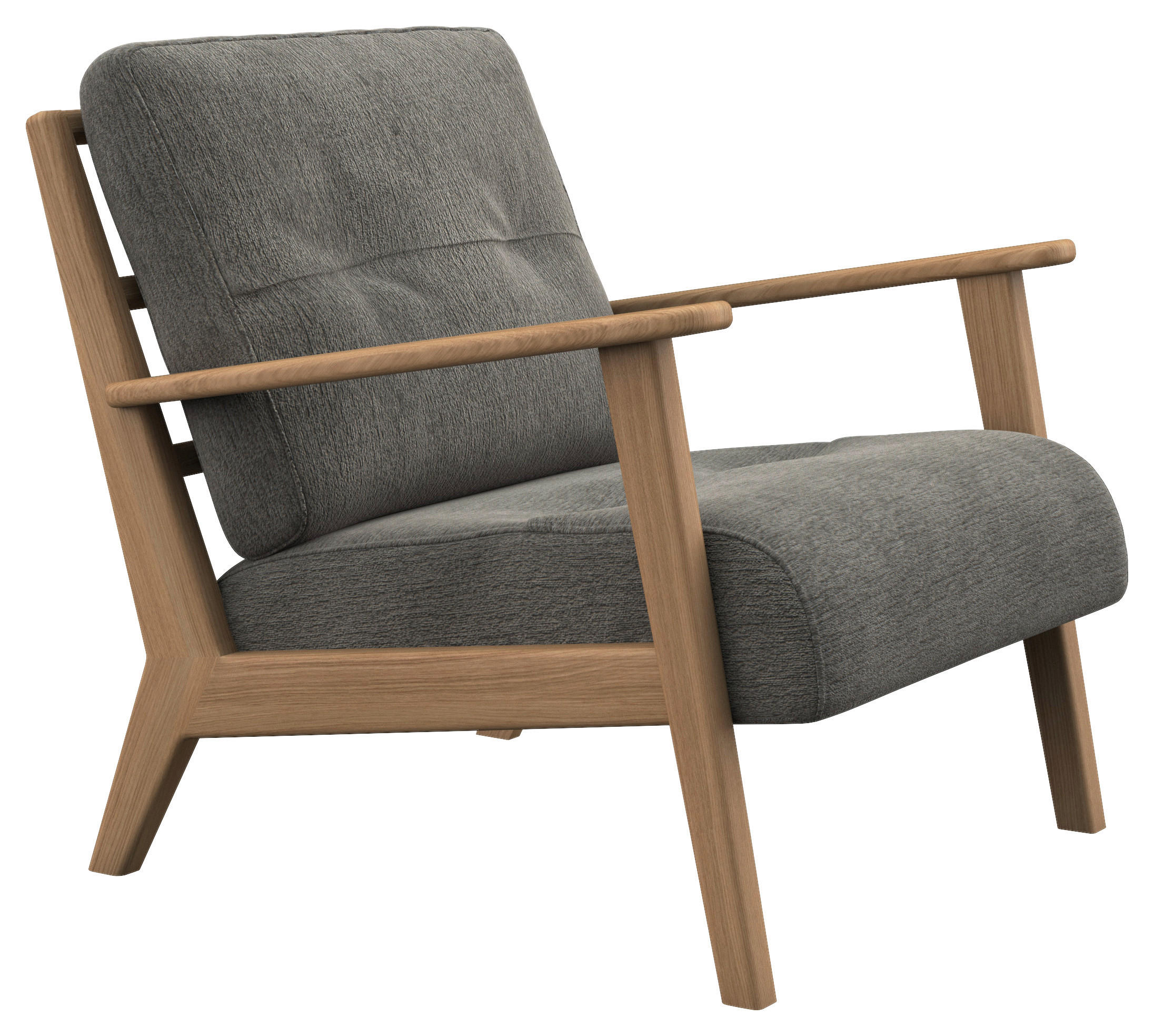 Thumbnail - home24 Sessel, Grau, Holz, Textil, Eiche, massiv, 75x80x83 cm, Fsc, Reach, Oeko-Tex® Standard 100, Handmade in Europe, L...