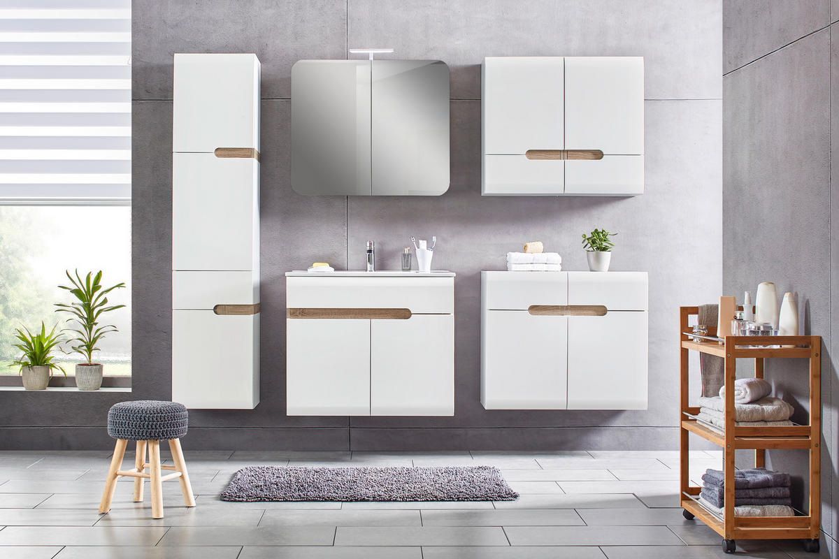 ELEMENT S OGLEDALOM   - bijela, Moderno, drvni materijal (80/69/16cm) - Xora