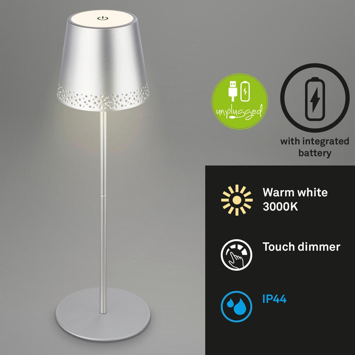 PUNJIVA STONA LAMPA - boja hroma, Trendi, metal (12/22-38cm)