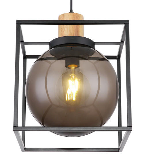 HÄNGELEUCHTE 28/28/120 cm    - Schwarz/Naturfarben, Design, Holz/Kunststoff (28/28/120cm) - Globo