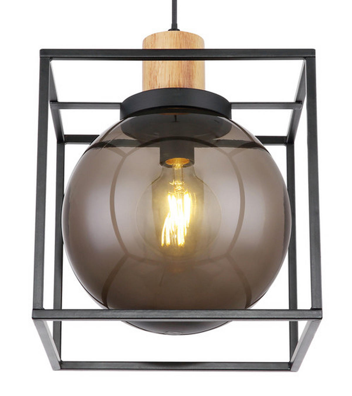 HÄNGELEUCHTE 28/28/120 cm    - Schwarz/Naturfarben, Design, Holz/Kunststoff (28/28/120cm) - Globo