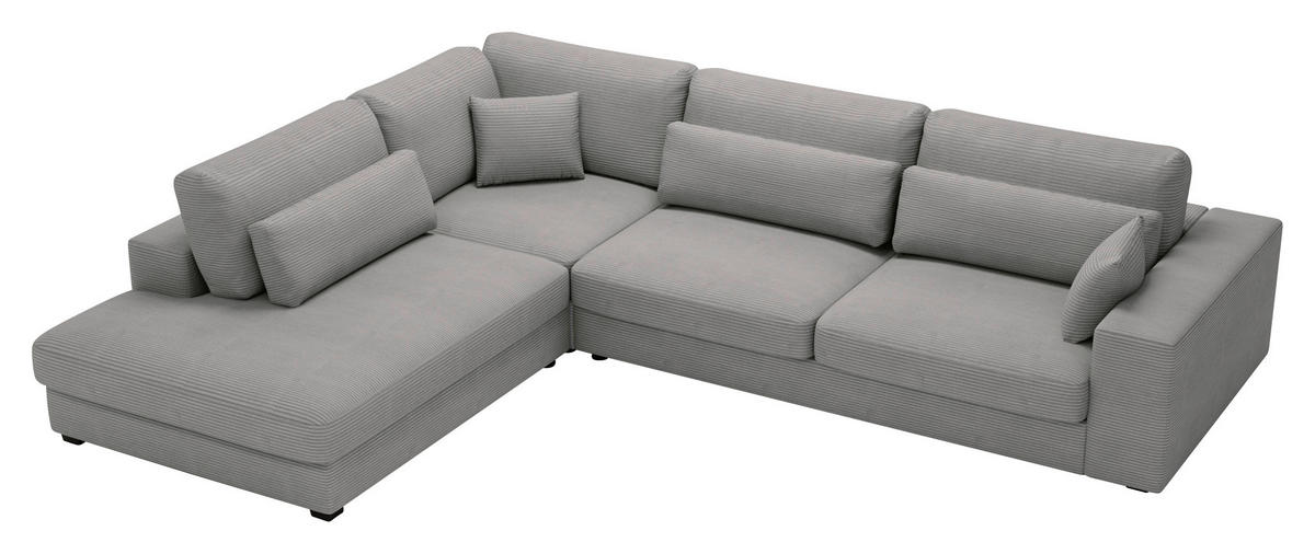 ECKSOFA in Cord Grau  - Schwarz/Grau, Konventionell, Kunststoff/Textil (250/314cm) - Carryhome