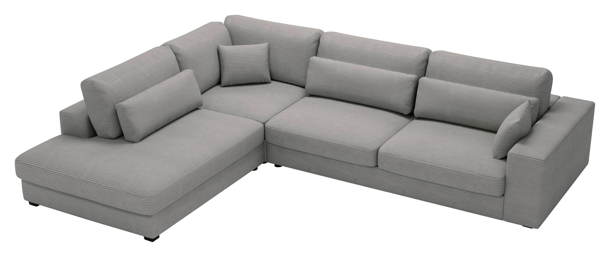 Thumbnail - Carryhome Ecksofa, Grau, Textil, 4-5-Sitzer, Füllung: Schaumstoff, Ottomane links, L-Form, 314x250 cm, Stoffauswahl, sei...