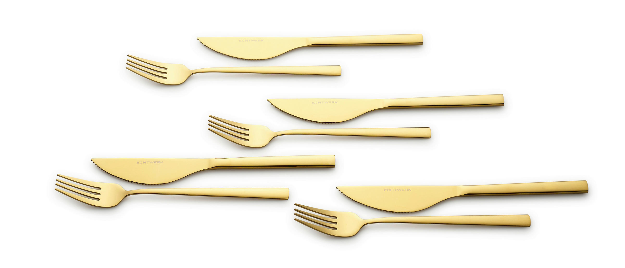 Pizzabesteck für 4 Personen Edelstahl  für  - Goldfarben, Basics, Metall - Echtwerk