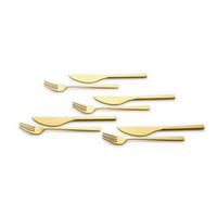 Pizzabesteck für 4 Personen Edelstahl  für  - Goldfarben, Basics, Metall - Echtwerk