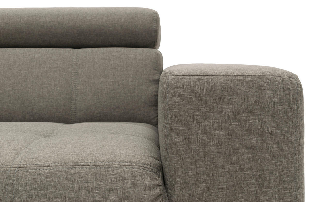 ECKSOFA in Webstoff Silberfarben  175/292 cm  - Silberfarben/Schwarz, Design, Textil/Metall (175/292cm) - MID.YOU