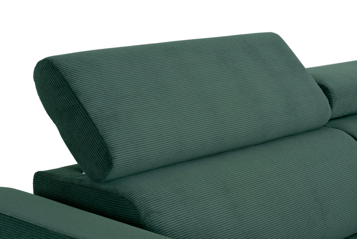 ECKSOFA in Feincord Waldgrün  - Waldgrün/Schwarz, Design, Textil/Metall (280/205cm) - MID.YOU