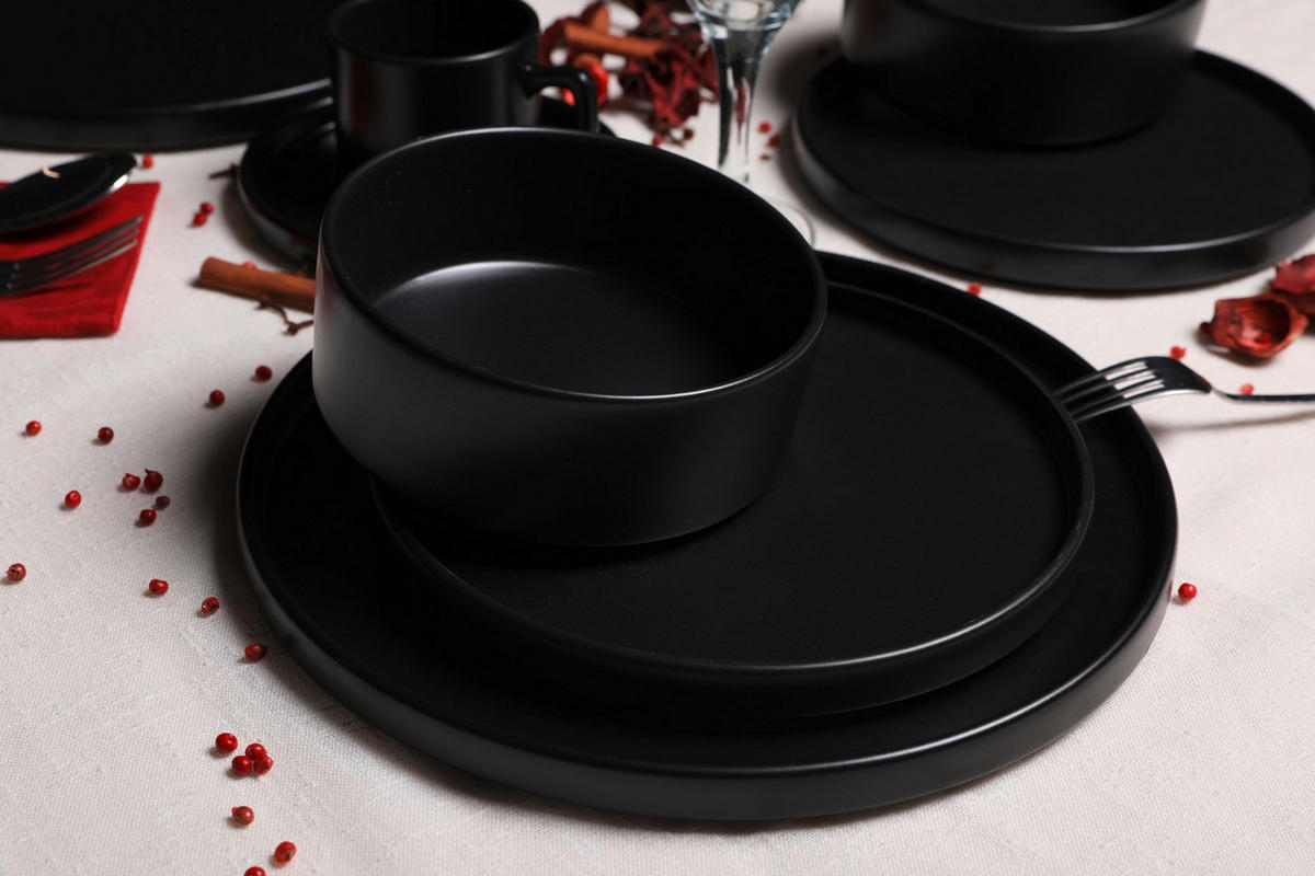 KOMBISERVICE Schwarz 20-teilig 4 Personen  - Schwarz, Basics, Keramik - P & B