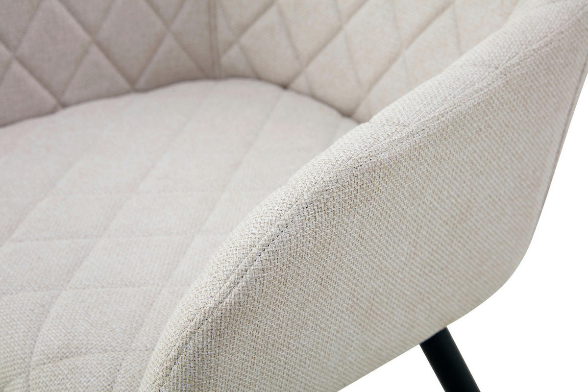 STUHL-SET 2 Stück  in Webstoff  - Creme/Schwarz, MODERN, Textil/Metall (56/83/60cm) - MID.YOU