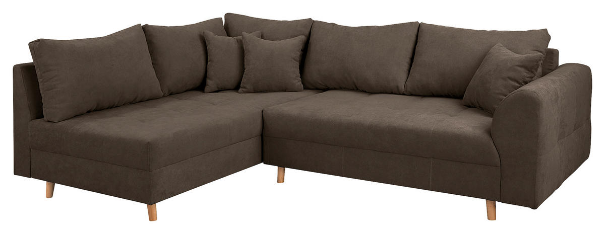 ECKSOFA inkl. Hocker Ariella Braun Mikrofaser  - Naturfarben/Braun, Design, Holz/Textil (161/231cm) - Livetastic
