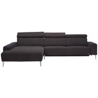 ECKSOFA Dunkelbraun Webstoff  - Dunkelbraun/Alufarben, Design, Textil/Metall (205/308cm) - Sedda