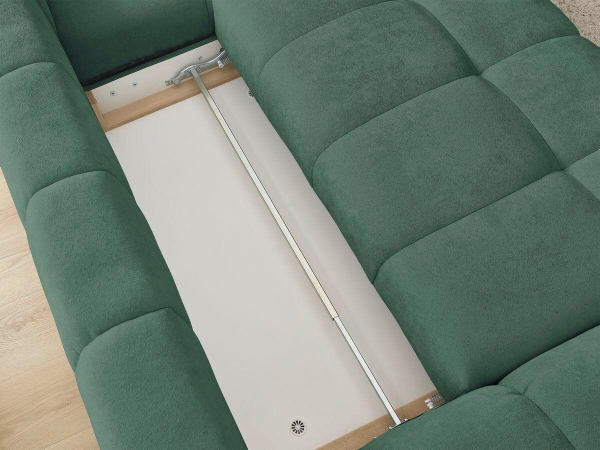 ECKSCHLAFSOFA EVEREST  mit Rücken echt, Armteil links, Armteil rechts Struktur Grün  - Schwarz/Grün, MODERN, Kunststoff/Textil (318/180cm) - Livetastic