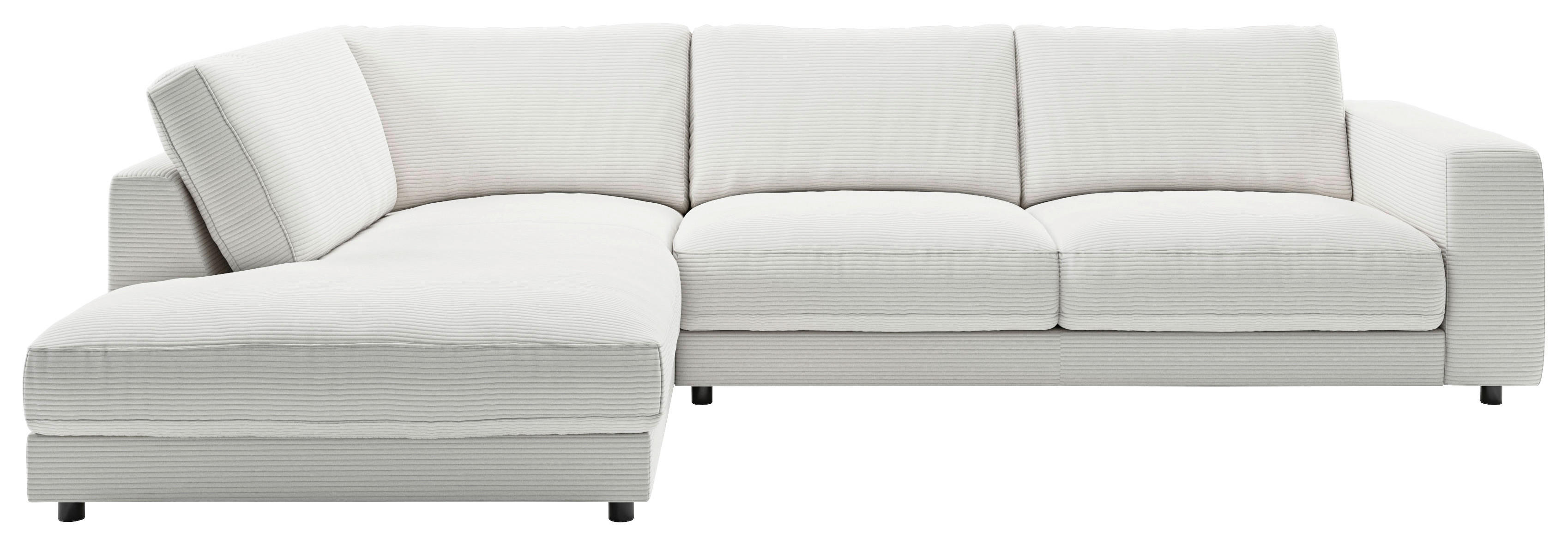 ECKSOFA Weiß Cord  - Schwarz/Weiß, Design, Kunststoff/Textil (224/325cm) - Pure Home Lifestyle