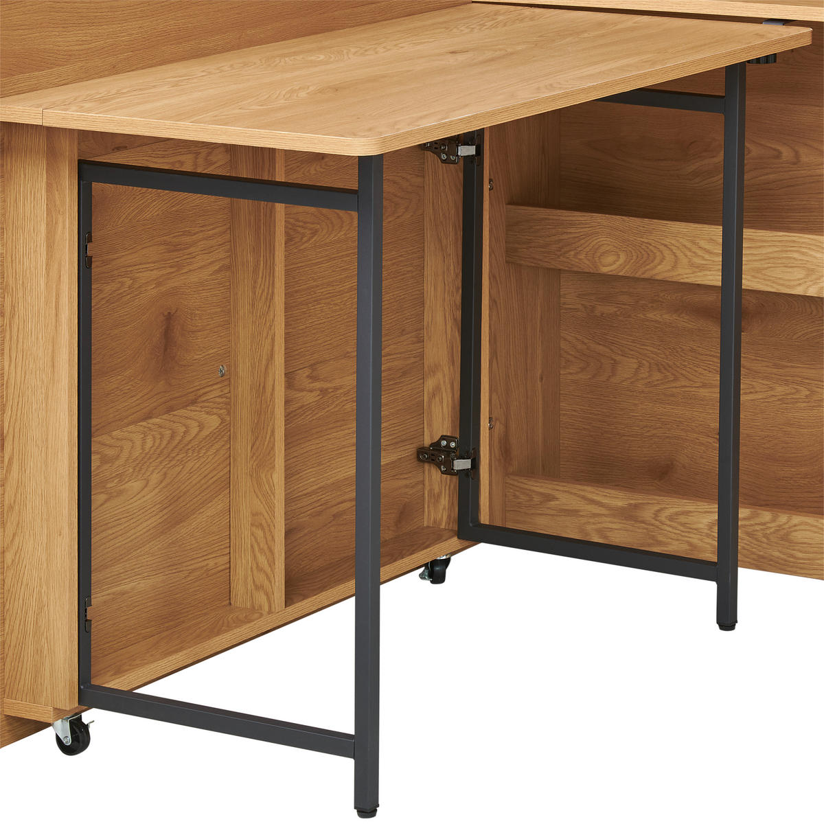 SCHREIBTISCH  Schwarz, Eichefarben  - Eichefarben/Schwarz, MODERN, Holzwerkstoff/Metall (115/100/30cm) - MID.YOU