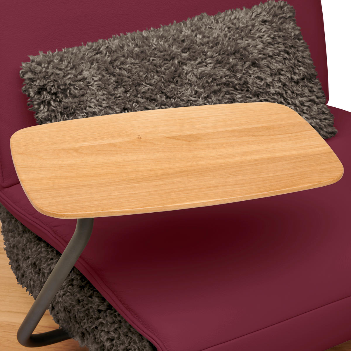 2-SITZER-SOFA  in Hochflor Echtleder Rot, Dunkelbraun  - Dunkelbraun/Rot, Design, Leder/Holz (240/65/104cm) - Koinor