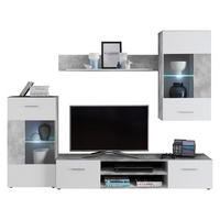 WOHNWAND  in Grau, Weiß  230/190/40 cm  - Anthrazit/Weiß, Design, Glas/Holzwerkstoff (230/190/40cm) - MID.YOU