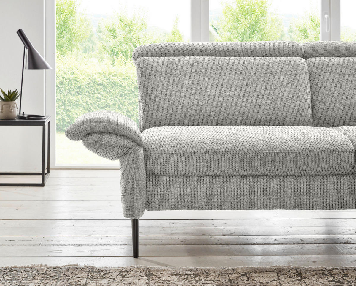 ECKSOFA in Struktur Silberfarben  - Silberfarben/Schwarz, Modern, Textil/Metall (275/235cm) - Cantus