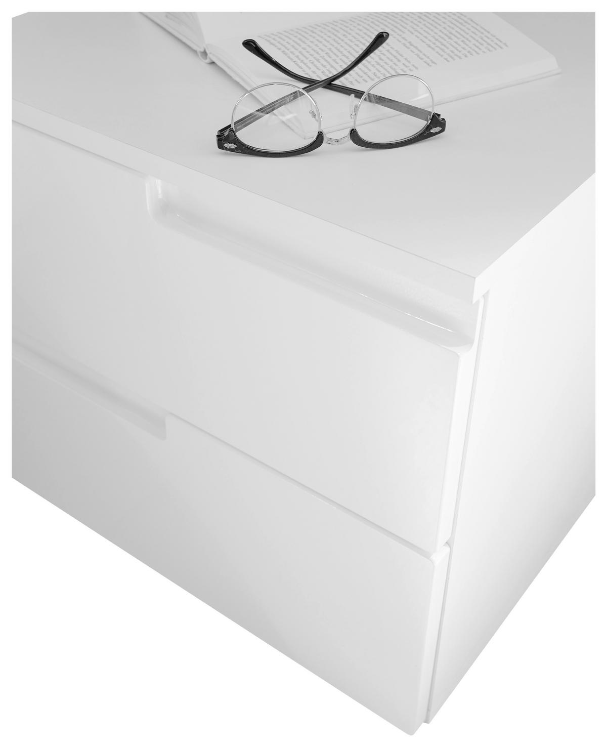 NACHTSCHRANK  - Weiß Hochglanz/Schwarz, MODERN, Holzwerkstoff/Kunststoff (46,2/41,7/40cm)