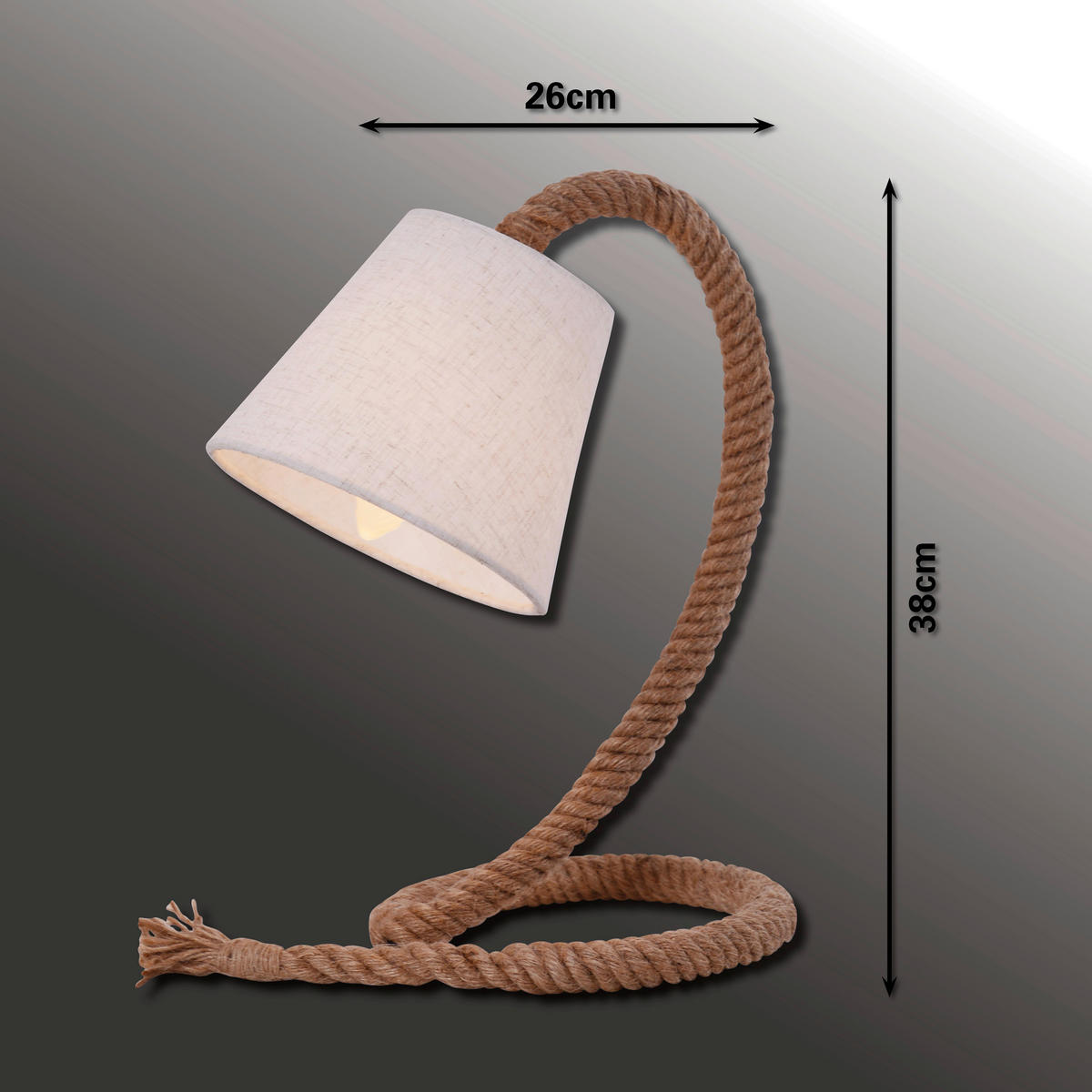 TISCHLEUCHTE 26/38 cm   - Naturfarben/Weiß, Design, Kunststoff/Textil (26/38cm) - Näve