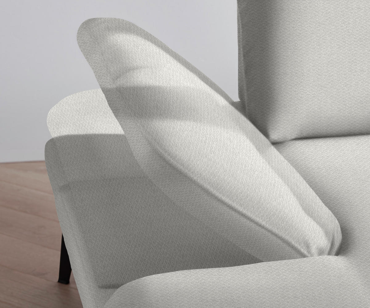ECKSOFA Grauweiß Chenille  - Grauweiß/Schwarz, Design, Textil/Metall (289/180cm) - Stylife