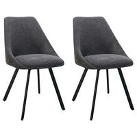 STUHL-SET 2 Stück  in Stahl Webstoff Metall, Textil  - Anthrazit/Schwarz, Design, Textil/Metall (55/83/59cm) - MID.YOU