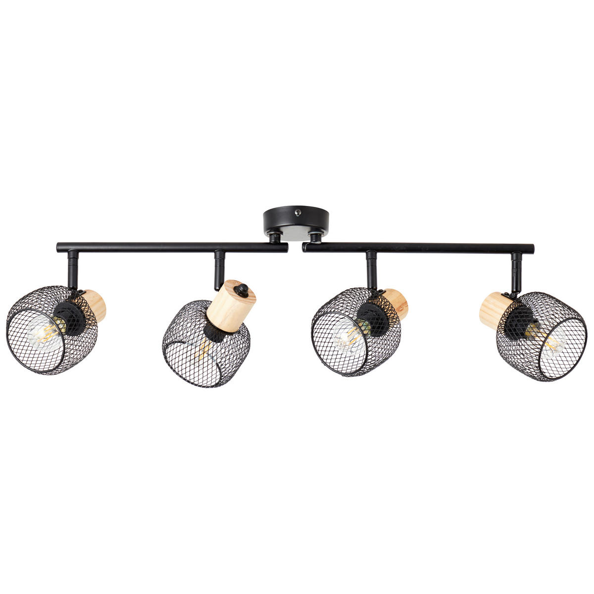 DECKENSTRAHLER - Schwarz/Kieferfarben, Basics, Holz/Metall (74/17/10cm) - Brilliant