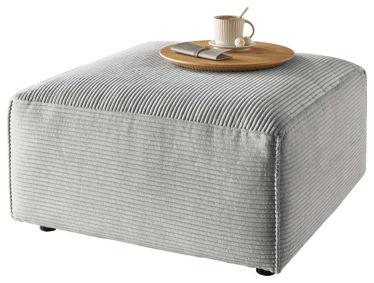 HOCKER in Textil Grau  - Schwarz/Grau, Design, Kunststoff/Textil (80/71/80cm) - Pure Home Lifestyle