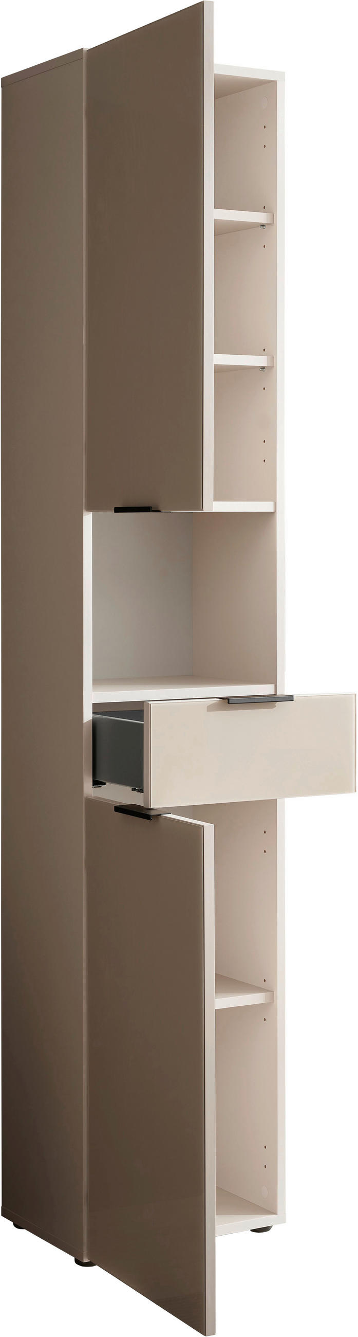 HOCHSCHRANK 38/189/28 cm  - Kaschmir/Schwarz, Lifestyle, Glas/Holzwerkstoff (38/189/28cm) - home24
