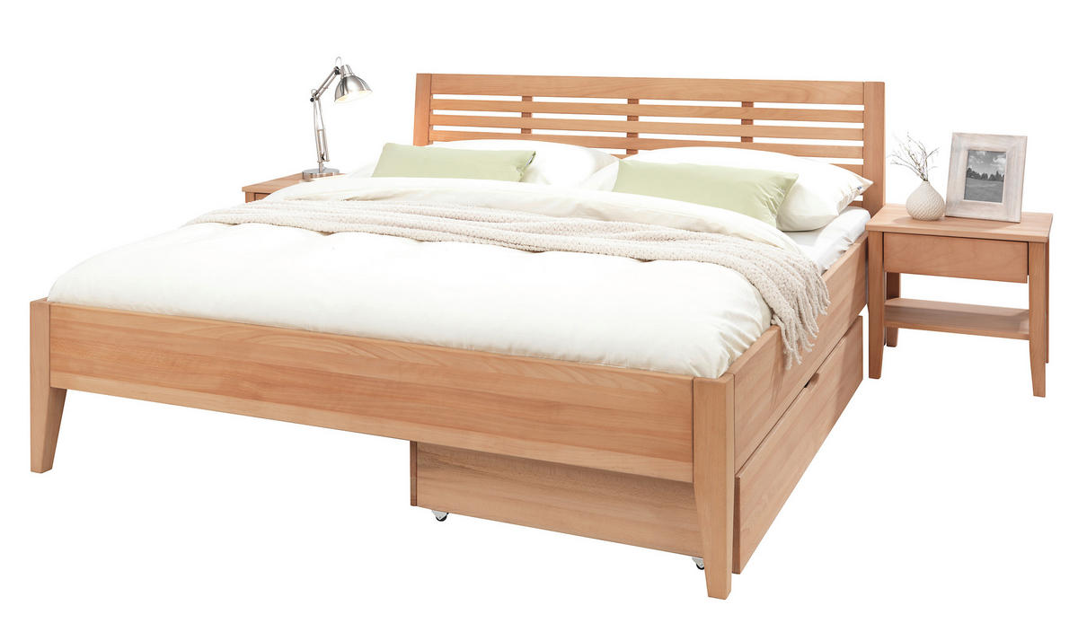 POSTEĽ, 180/200 cm, farba buka - farba buka/prírodná farba, Konventionell, drevo (180/200cm) - Linea Natura
