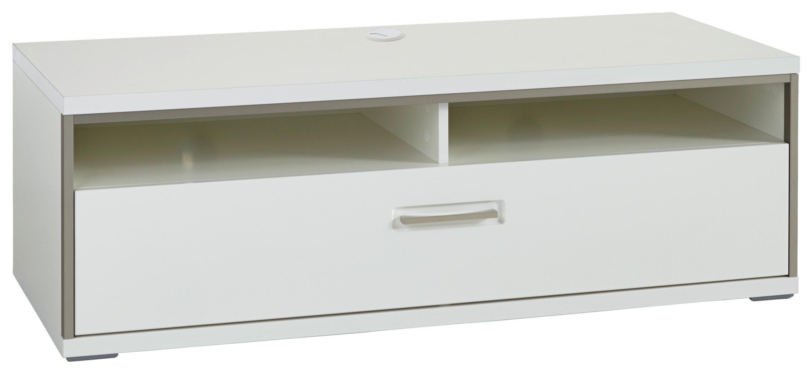 TV ELEMENT siva, srebrne boje, bijela, bijela visoki sjaj   - bijela/srebrne boje, Design, drvni materijal/metal (132/47/58cm) - Livetastic