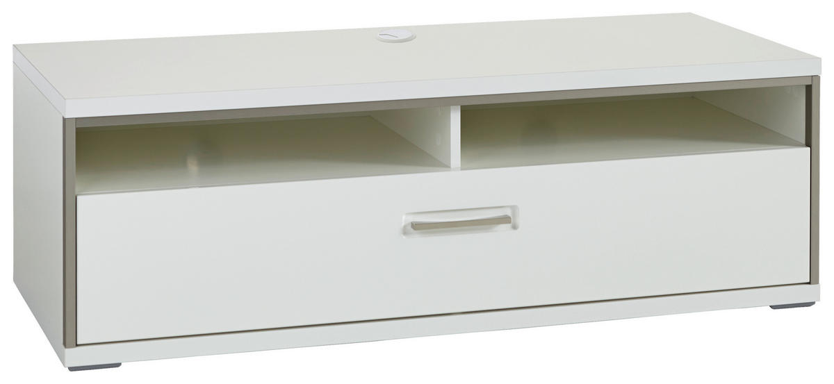 TV ELEMENT siva, srebrne boje, bijela, bijela visoki sjaj   - bijela/srebrne boje, Design, drvni materijal/metal (132/47/58cm) - Livetastic