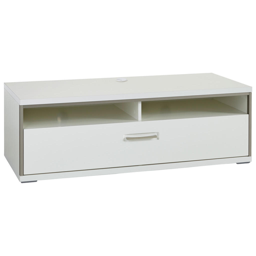 Livetastic SKRINKA POD TV, sivá, strieborná, biela, biela s vysokým leskom, 132/47/58 cm