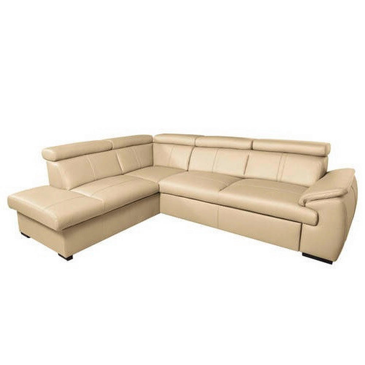 ECKSOFA Beige Echtleder  - Wengefarben/Beige, Design, Leder/Holz (211/265cm) - Livetastic