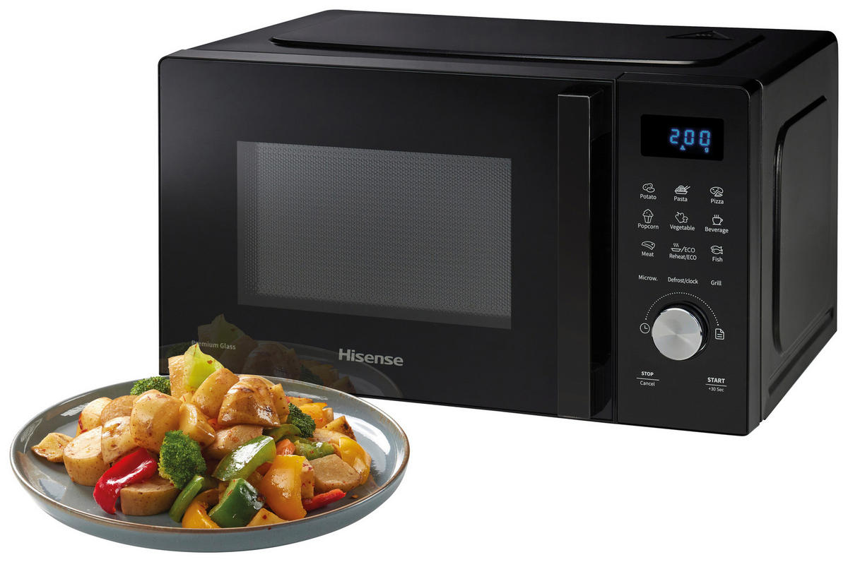 MIKROWELLE H20MOBSD1HG  - Schwarz, MODERN, Glas/Kunststoff (45,5/26,1/32,6cm) - Hisense