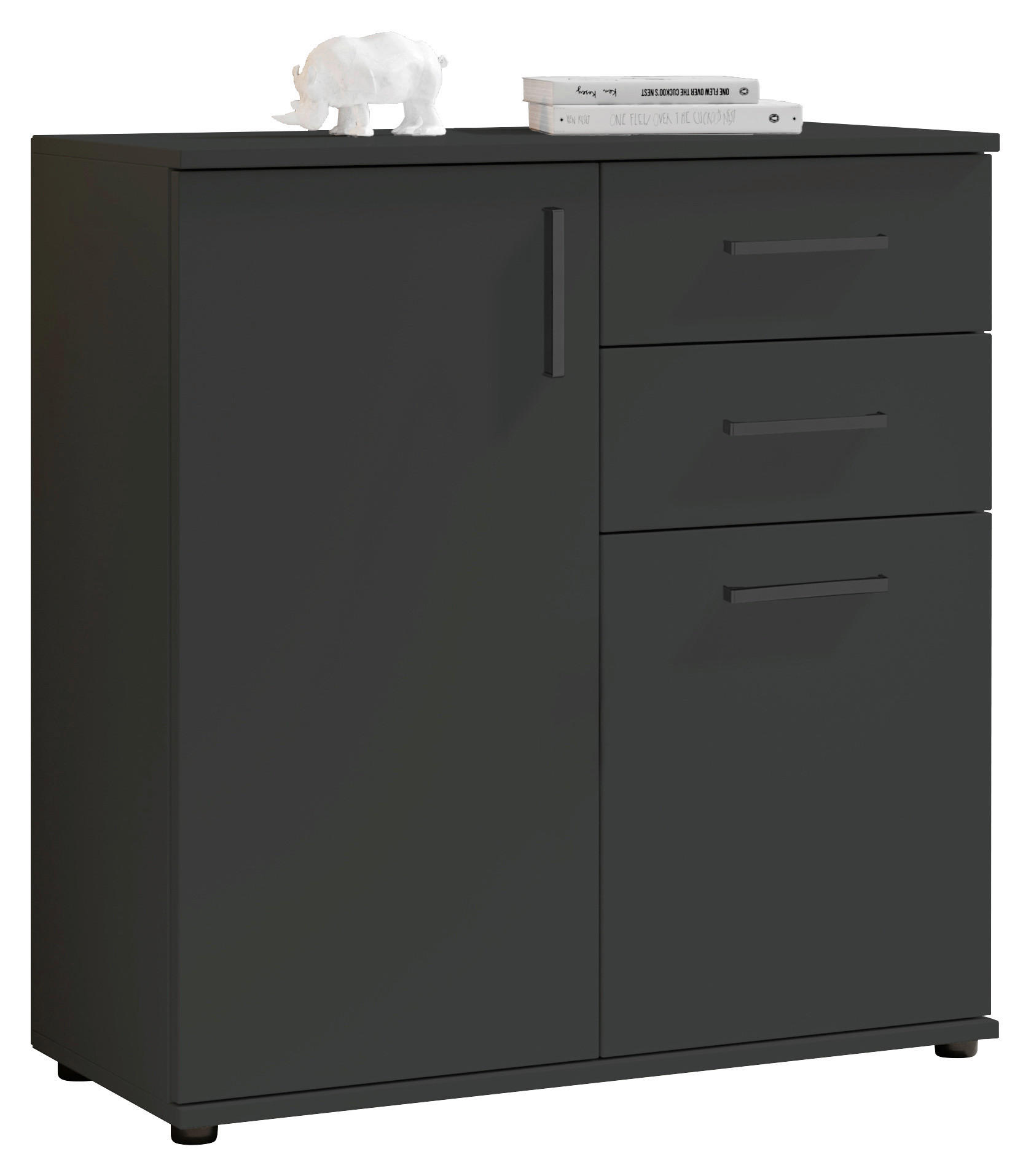 Sideboard Basel BC 1040  in 80/84/35 cm  - Anthrazit/Schwarz, Design, Holzwerkstoff/Kunststoff (80/84/35cm) - Livetastic