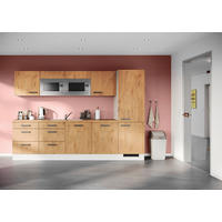 KÜCHENBLOCK 300 cm   Eichefarben  - Weiss/Eichefarben, Design, Holzwerkstoff/Metall (300cm) - Impuls