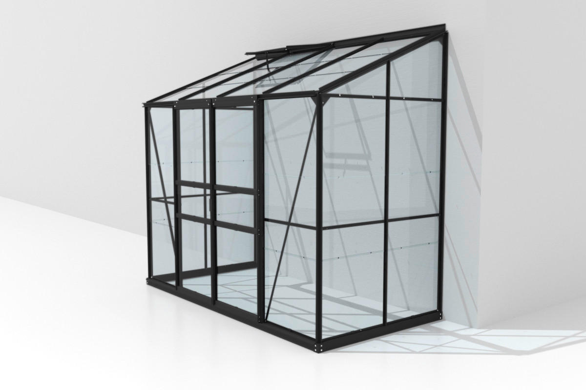 Anlehn-Gewächshausbausatz Ida 3300 Esg3mm, Schwarz