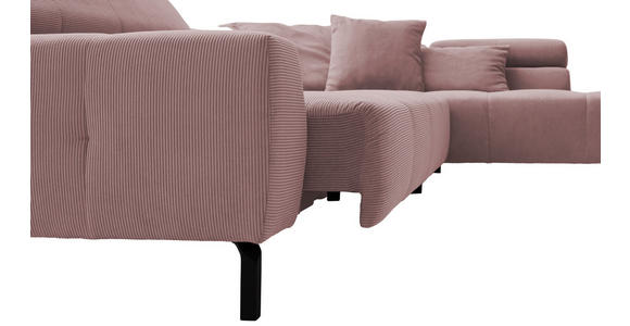 ECKSOFA in Feincord Altrosa  - Schwarz/Altrosa, KONVENTIONELL, Textil/Metall (311/219cm) - Hom`in